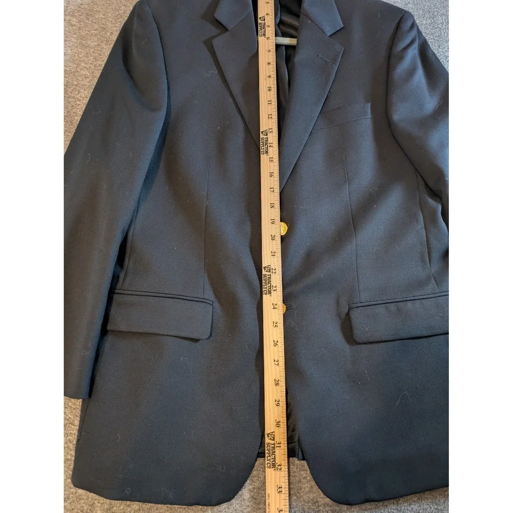 Joseph & Feiss Blazer 100% WOOL Sport Coat Navy Gold‎ Crest Canada Nautical 39R